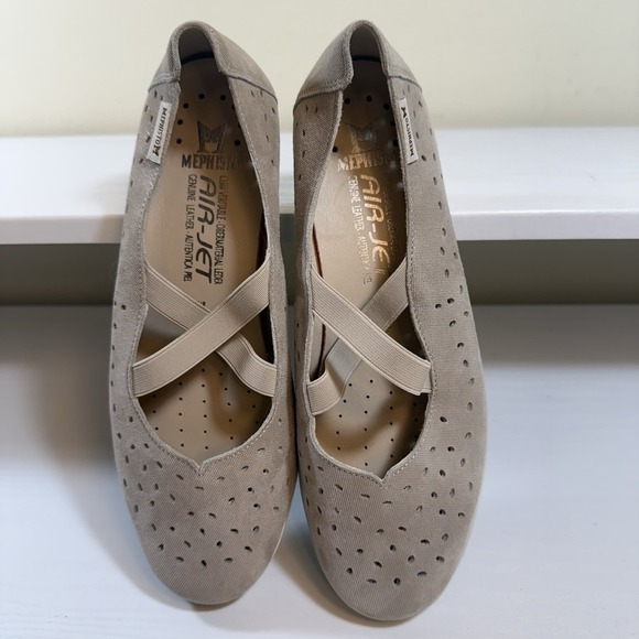 Mephisto Shoes - Mephisto Women's Size 7 Karla Perf Light Taupe Liam 818 Criss-Cross Ballet Flats